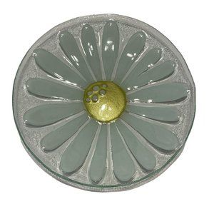 11” Clear painted glass sunflower daisy Flower Floral plate Dish Bowl